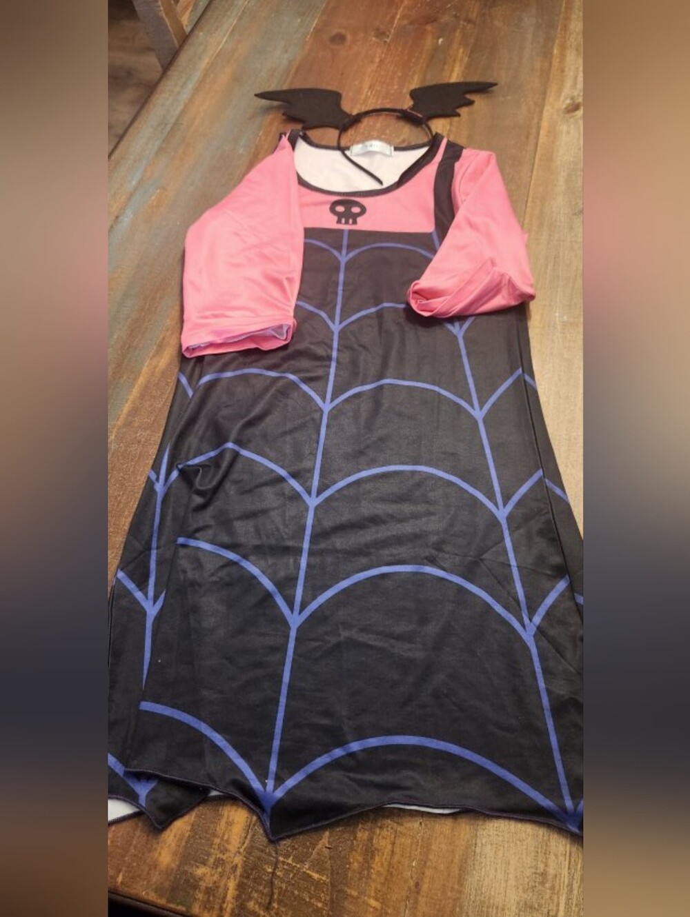 Vampirina Costume Black & Pink Spiderweb Dress with Skull Accent